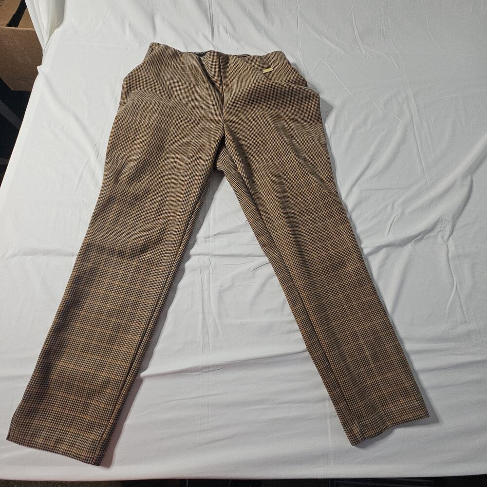 Rafaella Comfort Women's 16W Brown Plaid Stretch Dress Pants Straight Leg Career
